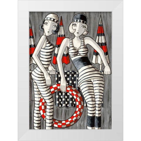 Les baigneuses des annees folles White Modern Wood Framed Art Print by MIROTA