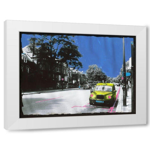 Yellow Cab White Modern Wood Framed Art Print by Simonutti, Riccardo