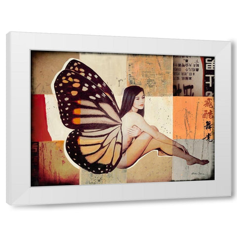 Butterfly II White Modern Wood Framed Art Print by Shirin Donia