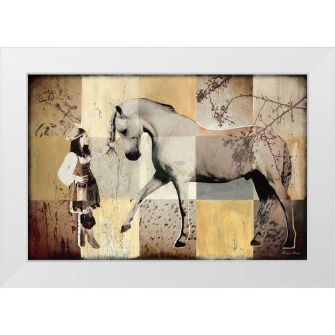 Pferdeflusterin White Modern Wood Framed Art Print by Shirin Donia