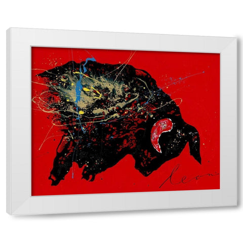 Toro Furia White Modern Wood Framed Art Print by Bosboom, Leon