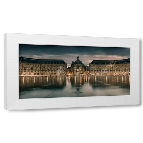 Place de la bourse White Modern Wood Framed Art Print by Bertrande, Arnaud