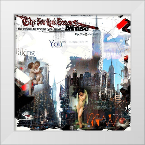 eternel Saint Valentin White Modern Wood Framed Art Print by MN.FF