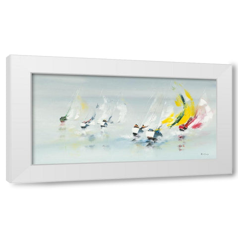 Les Spi jaunes White Modern Wood Framed Art Print by de Courcy, Gerard