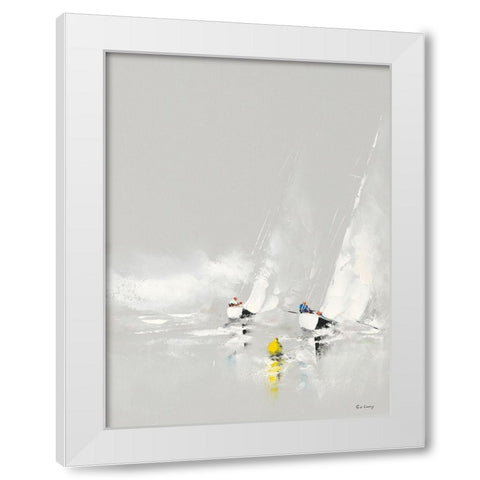 Bleu et blanc White Modern Wood Framed Art Print by de Courcy, Gerard