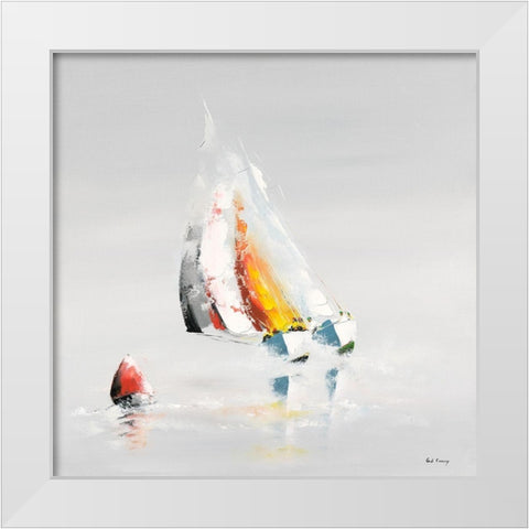 La bouee rouge White Modern Wood Framed Art Print by de Courcy, Gerard