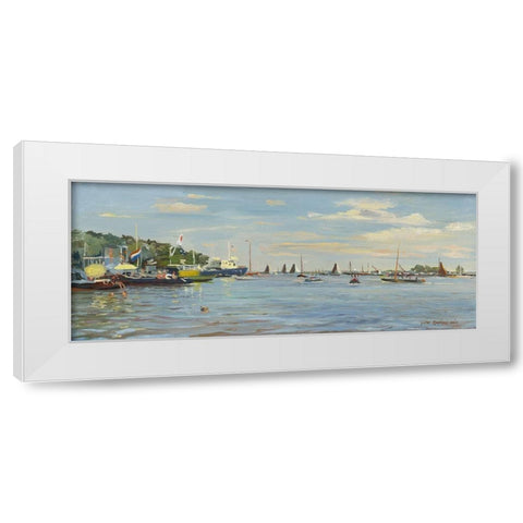 Skûtsjesilen Traditional Sailing White Modern Wood Framed Art Print by Koopmans, Gosse