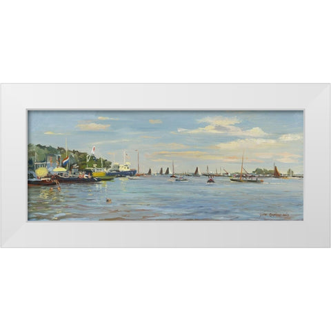 Skûtsjesilen Traditional Sailing White Modern Wood Framed Art Print by Koopmans, Gosse