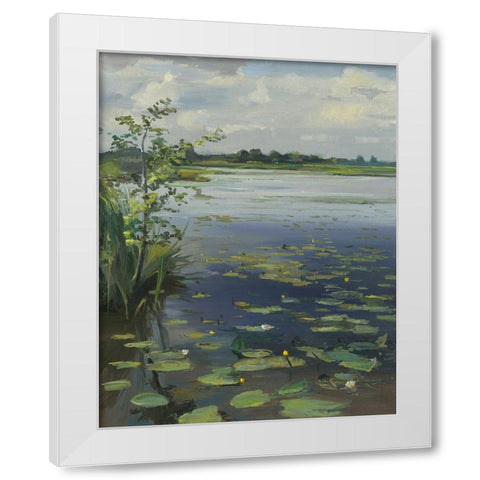 Water Lilies Earnewald II White Modern Wood Framed Art Print by Koopmans, Gosse