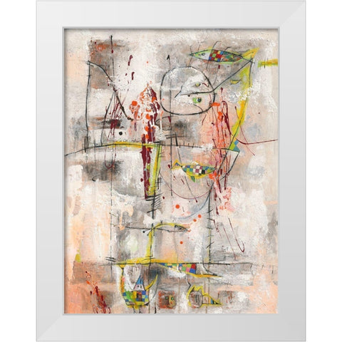 Engel mit grunem Auge und grunem Fisch White Modern Wood Framed Art Print by Luci