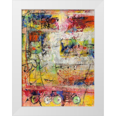 Gelber Engel und Fisch im Glas White Modern Wood Framed Art Print by Luci