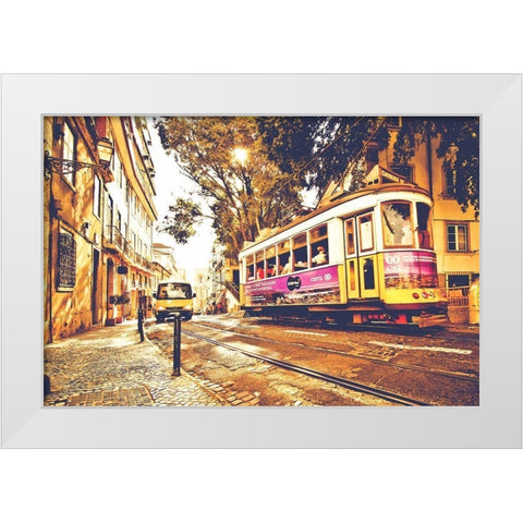 Lisboa Street White Modern Wood Framed Art Print by Lusitano Photographie