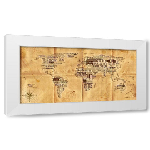 World of Life-Seachart White Modern Wood Framed Art Print by Mikael D. Design