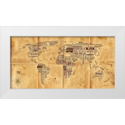 World of Life-Seachart White Modern Wood Framed Art Print by Mikael D. Design