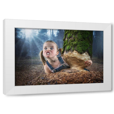 Just a little Beaver White Modern Wood Framed Art Print by John Wilhelm is a Photoholic