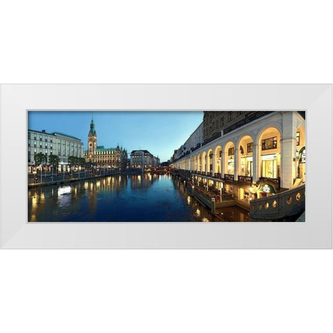 Hamburg - Jungfernstieg White Modern Wood Framed Art Print by Fischer, Rolf
