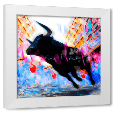 Viva el Toro White Modern Wood Framed Art Print by Bosboom, Leon