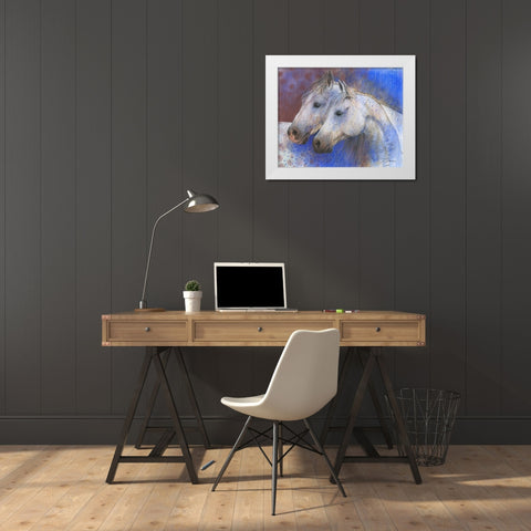 Two Horses White Modern Wood Framed Art Print by Botman, Loes