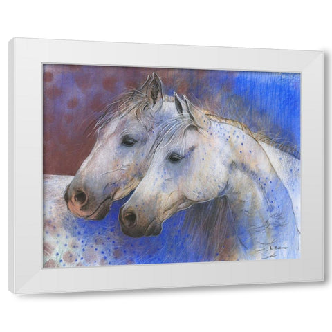 Two Horses White Modern Wood Framed Art Print by Botman, Loes