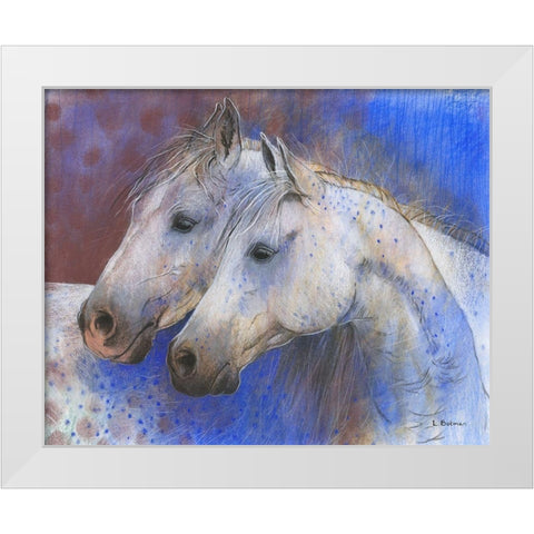 Two Horses White Modern Wood Framed Art Print by Botman, Loes