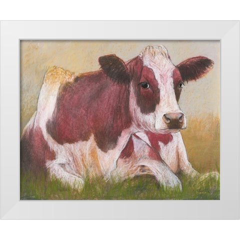 Cow in the Summer White Modern Wood Framed Art Print by Botman, Loes