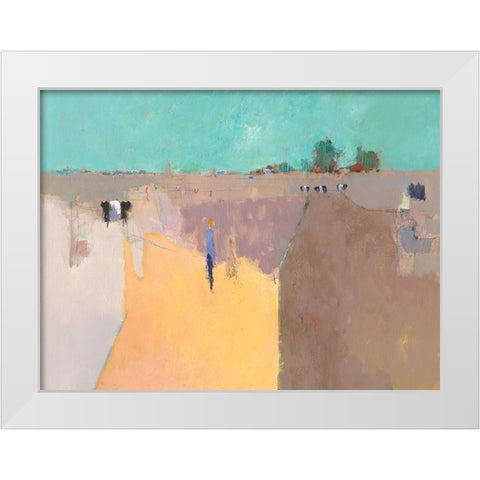 Looking at Cows White Modern Wood Framed Art Print by Groenhart, Jan