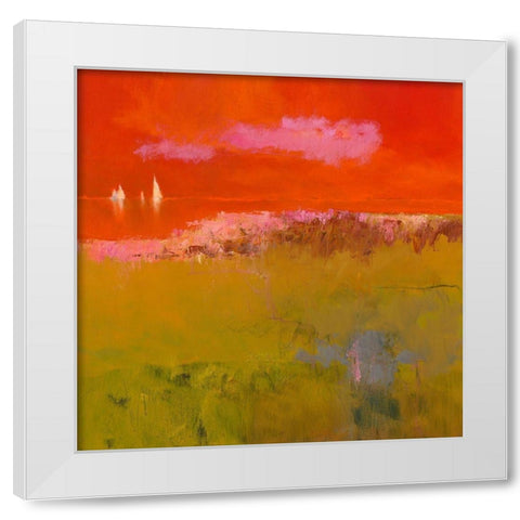 Pink Cloud White Modern Wood Framed Art Print by Groenhart, Jan