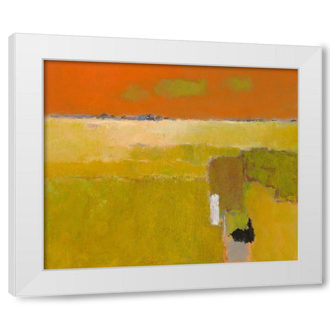 Green Clouds White Modern Wood Framed Art Print by Groenhart, Jan