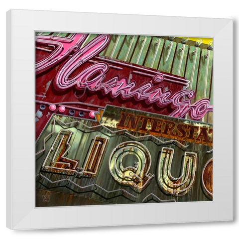 Flamingo Liquor s White Modern Wood Framed Art Print by van Sprengel, Didier