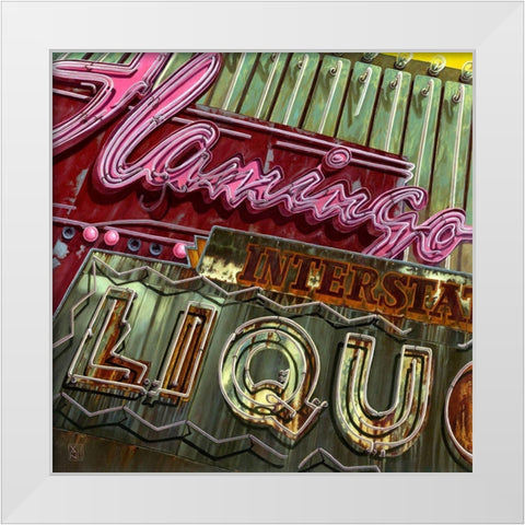 Flamingo Liquor s White Modern Wood Framed Art Print by van Sprengel, Didier