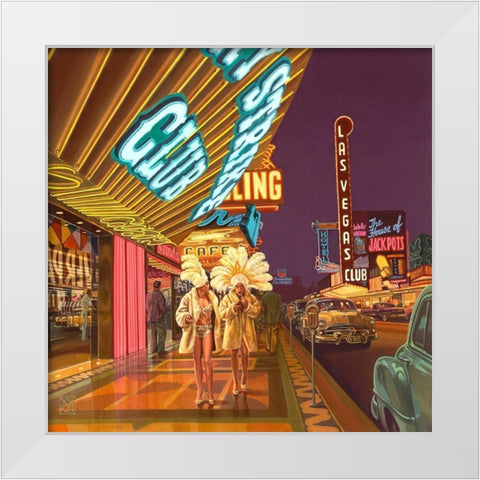 Lucky Strike Club White Modern Wood Framed Art Print by van Sprengel, Didier