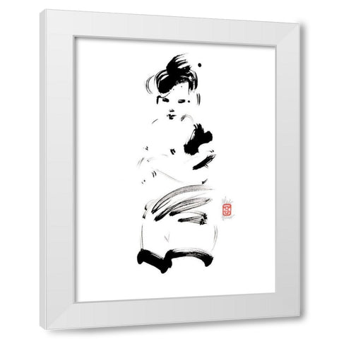 La tentation White Modern Wood Framed Art Print by Hanniet, Marc