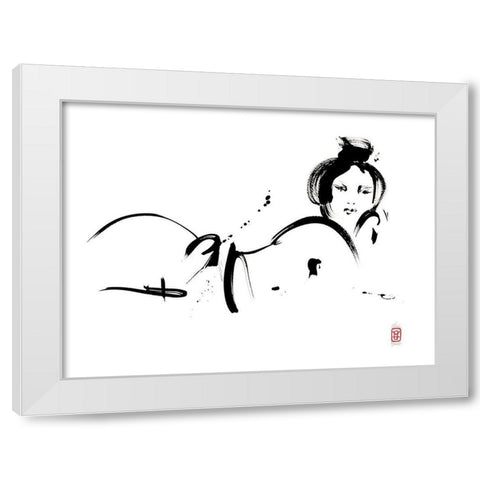 Linsolente sait poser White Modern Wood Framed Art Print by Hanniet, Marc
