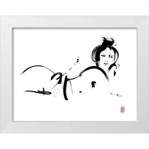 Linsolente sait poser White Modern Wood Framed Art Print by Hanniet, Marc