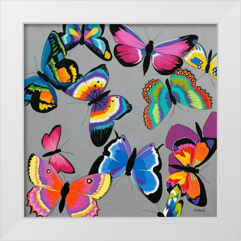 Papillons White Modern Wood Framed Art Print by Moune, Pierre