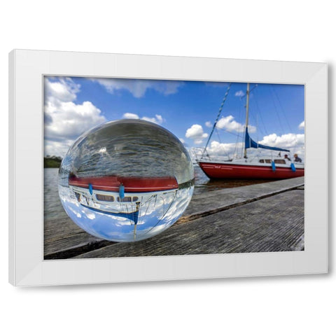 Kugelwelt  Segelboot White Modern Wood Framed Art Print by Fischer, Rolf