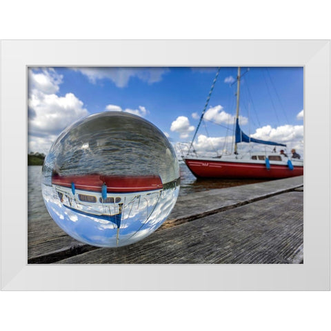 Kugelwelt  Segelboot White Modern Wood Framed Art Print by Fischer, Rolf