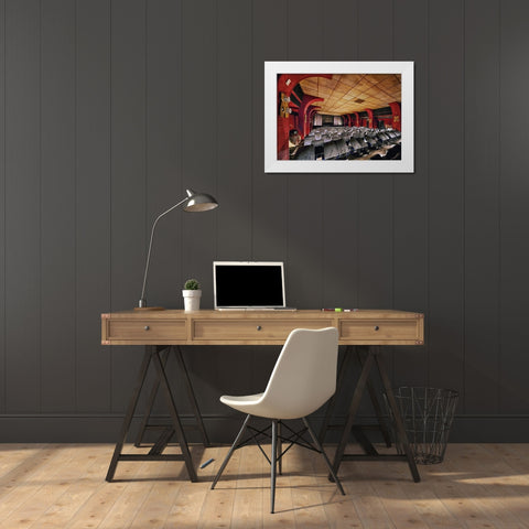 Movie Night White Modern Wood Framed Art Print by Haker, Matthias