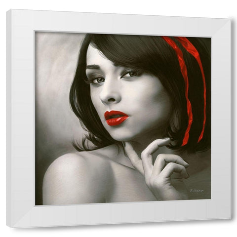 Strawberry Red White Modern Wood Framed Art Print by Seifert, Brita