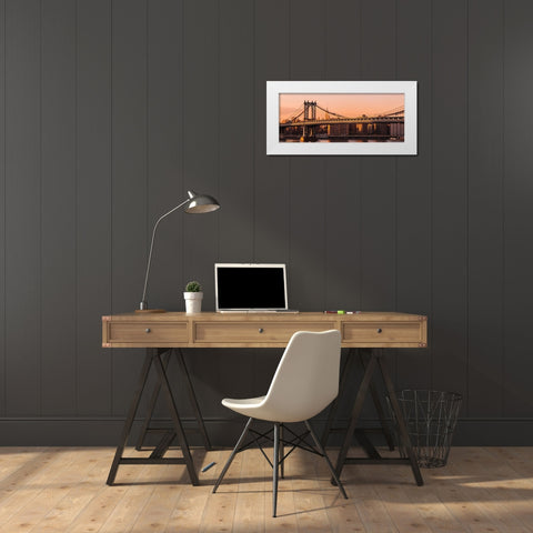 Pont de Manhattan White Modern Wood Framed Art Print by Bertrande, Arnaud