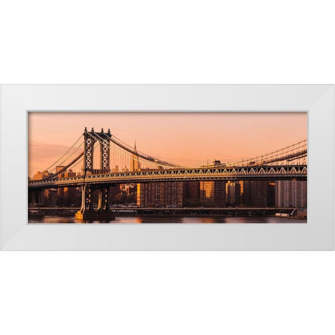 Pont de Manhattan White Modern Wood Framed Art Print by Bertrande, Arnaud