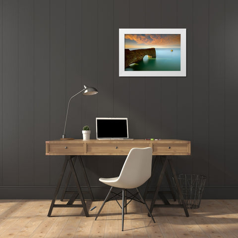 Dyrholaey White Modern Wood Framed Art Print by Bertrande, Arnaud