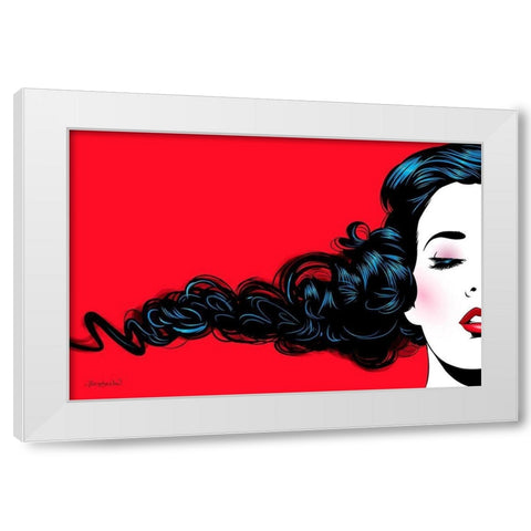 Black Curl on red White Modern Wood Framed Art Print by Beaudenon, Thierry