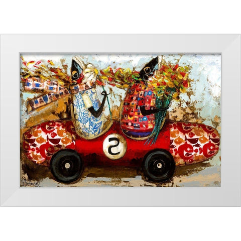 Luna de miel White Modern Wood Framed Art Print by Villanueva, Natalia