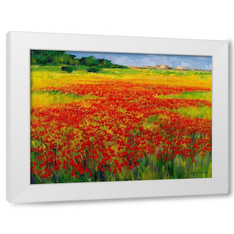 Amapolas IV White Modern Wood Framed Art Print by Camargo, Jesus P.