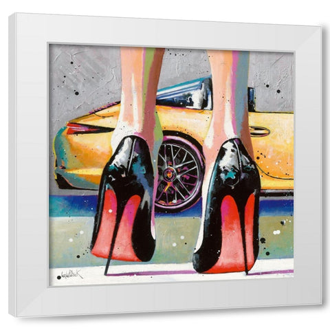 My high Heels-my pretty Car and Me White Modern Wood Framed Art Print by Cornee, Patrick