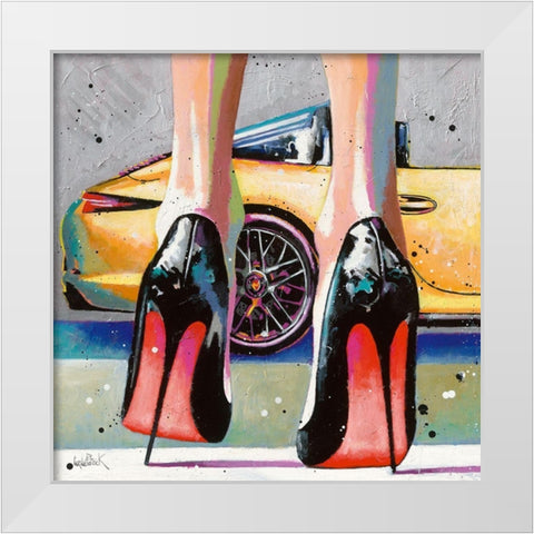 My high Heels-my pretty Car and Me White Modern Wood Framed Art Print by Cornee, Patrick