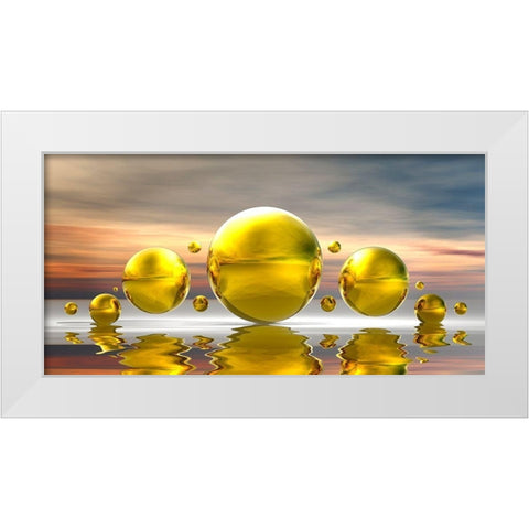 Golden Bowls13 White Modern Wood Framed Art Print by Hillert, Peter