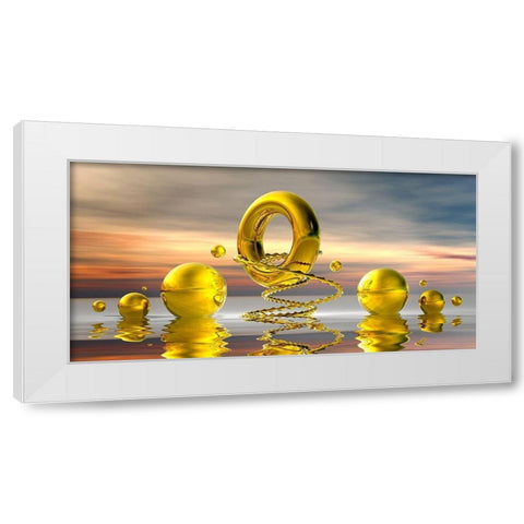 Golden ChainRingBowls White Modern Wood Framed Art Print by Hillert, Peter