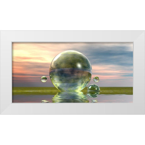 Green Bowls White Modern Wood Framed Art Print by Hillert, Peter